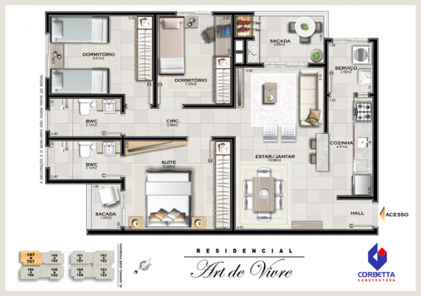 Imagem Apartamento com 3 Quartos à Venda, 80 m²em Centro - Araranguá