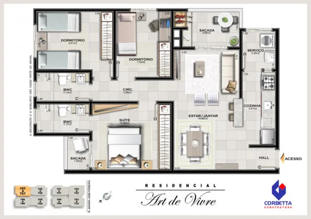 Imagem Apartamento com 3 Quartos à Venda, 80 m²em Centro - Araranguá