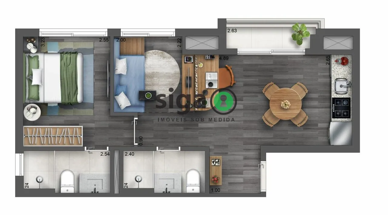 Imagem Apartamento á venda com 2 dormitórios sendo 1 suíte,1 vaga, localizado na Chácara Santo Antônio/SP