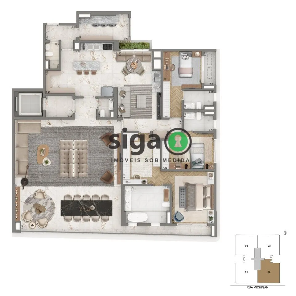 Imagem Apartamento para venda no Brooklin 04 suítes, São Paulo - SP