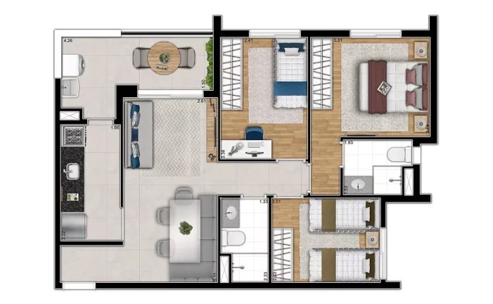 Imagem APARTAMENTOS 70,47M², 3 DORMS SENDO 1 SUÍTE, VARANDA COM 1 VAGA - BUTANTÃ - SÃO PAULO / SP ZONA OESTE PROXIMO DO METRO TERMINAL VILA SONIA