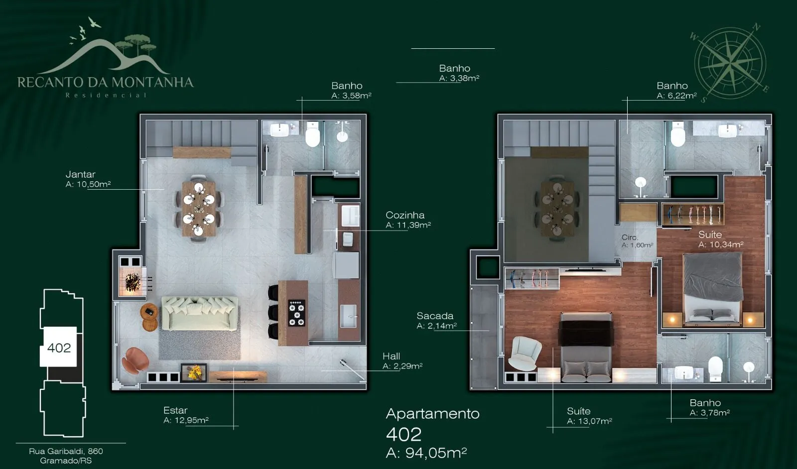 Imagem Apartamento à venda em Gramado, Centro, com 2 quartos, 94.05m2