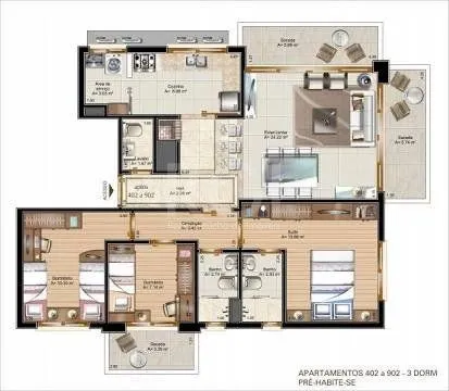 Imagem Apartamento para Venda - 119.65m², 3 dormitórios, sendo 1 suites, 2 vagas - Petrópolis