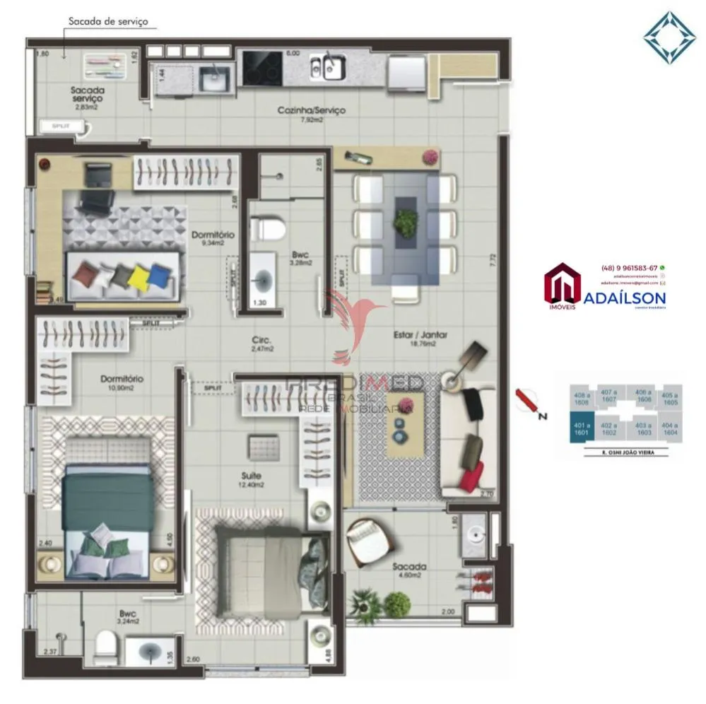 Imagem Residencial Garnet Azul APTOS 2 E 3Dorm Bairro Campinas São Jose SC