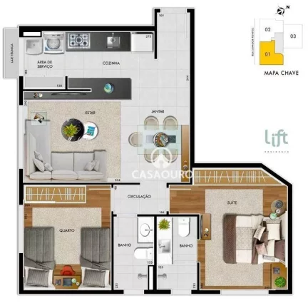 Imagem Apartamento 2 Quartos com área privativa a venda na Serra, Belo Horizonte/MG.