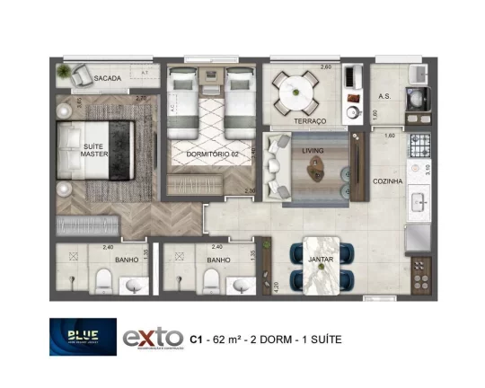 Imagem BLUE HOME RESORT JOCKEY - EXTO - Aptos de 62m², a 1 km da Estação Vila Sônia do Metrô!