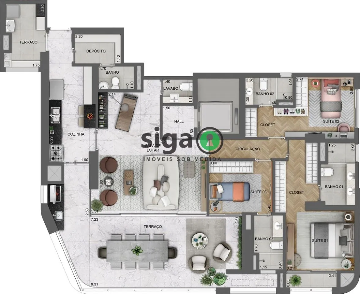 Imagem Apartamento a venda na Chácara Santo Antônio (Zona Sul) com 3 quartos
