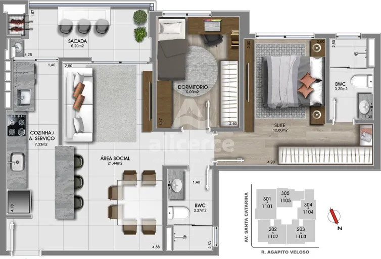 Imagem PRONTO PARA MORAR - APARTAMENTO COM 3 DORMITÓRIOS (3 SUÍTES) E 109 m² NO CORAÇÃO DO ESTREITO - FLORIANÓPOLIS/SC