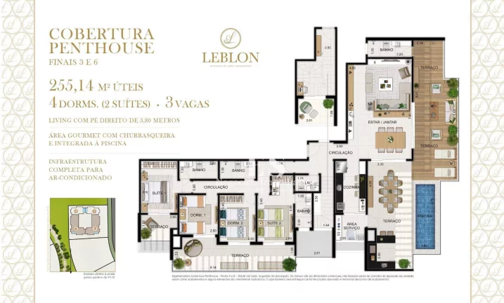 Imagem Cobertura Pé na Areia à venda com 4 Dormitórios 2 suítes 255 m² - Riviera de São Lourenço - Bertioga SP