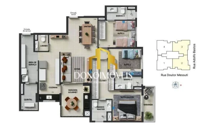 Imagem Apartamento com 3 quartos- 3 Suítes em Vila Bastos - Santo André - SP