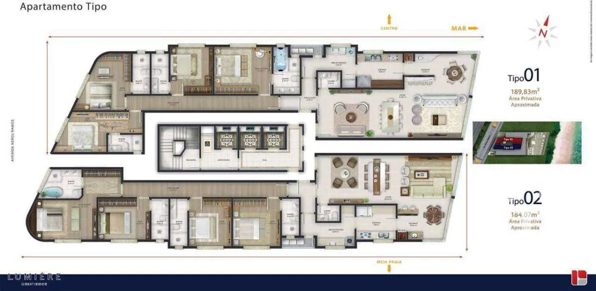 Imagem Apartamento Frente Mar 4 Suítes com Lazer Completo no Centro de Itapema