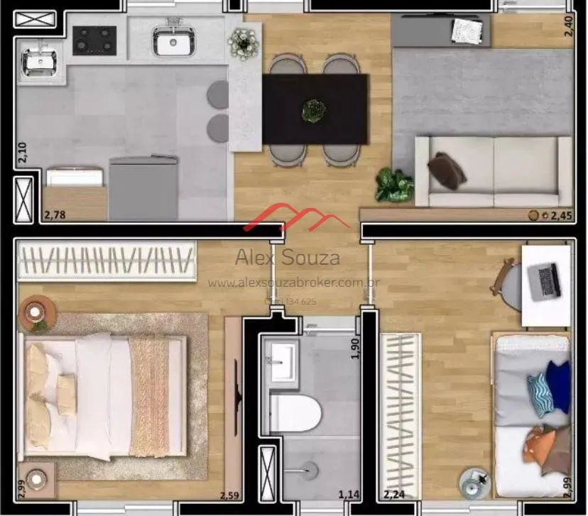 Imagem Apartamento para Venda em Sumaré, Jardim dos Ipês, 2 dormitórios, 1 banheiro, 1 vaga