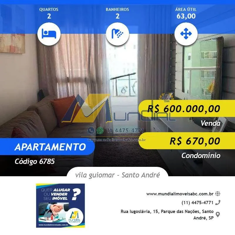 Foto do imóvel Apartamento à Venda na Vila Guiomar - 63 m² | Lazer Completo