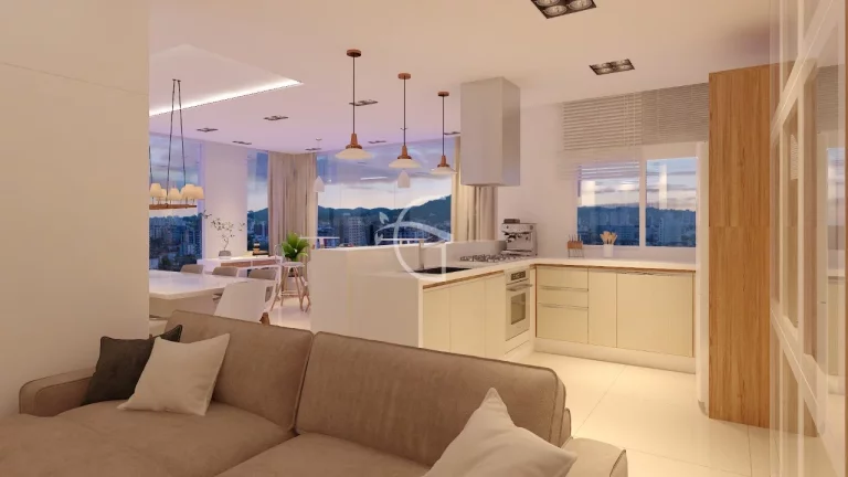 Imagem Apartamento de alto padrão para venda no América em Joinville, com uma área de lazer completa e totalmente mobiliada e decorada.