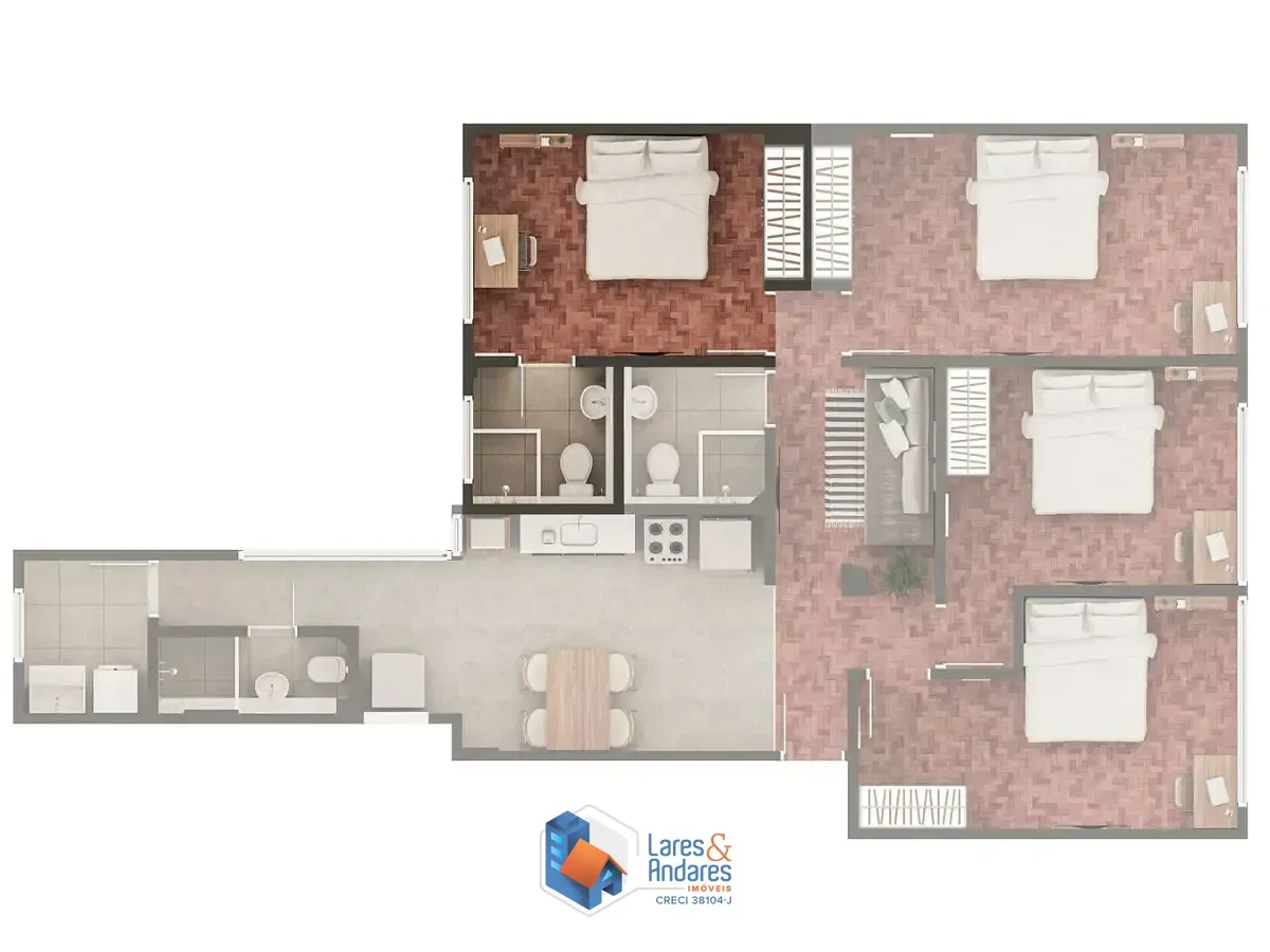 Imagem Apartamento para venda em Bela Vista com 4 quartos, sendo 1 suíte, 114m²