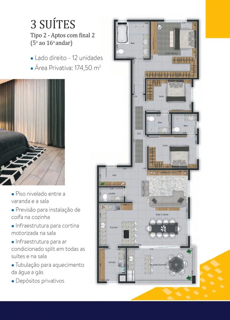 Imagem Lançamento: Apartamento no EDIFÍCIO LONDON RESIDENCE no Bairro Coqueiral em Cascavel - 178.63m² com portaria 24h