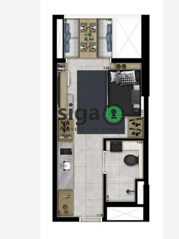 Imagem Apartamento Studio para venda no Brooklin mobiliado, São Paulo - SP