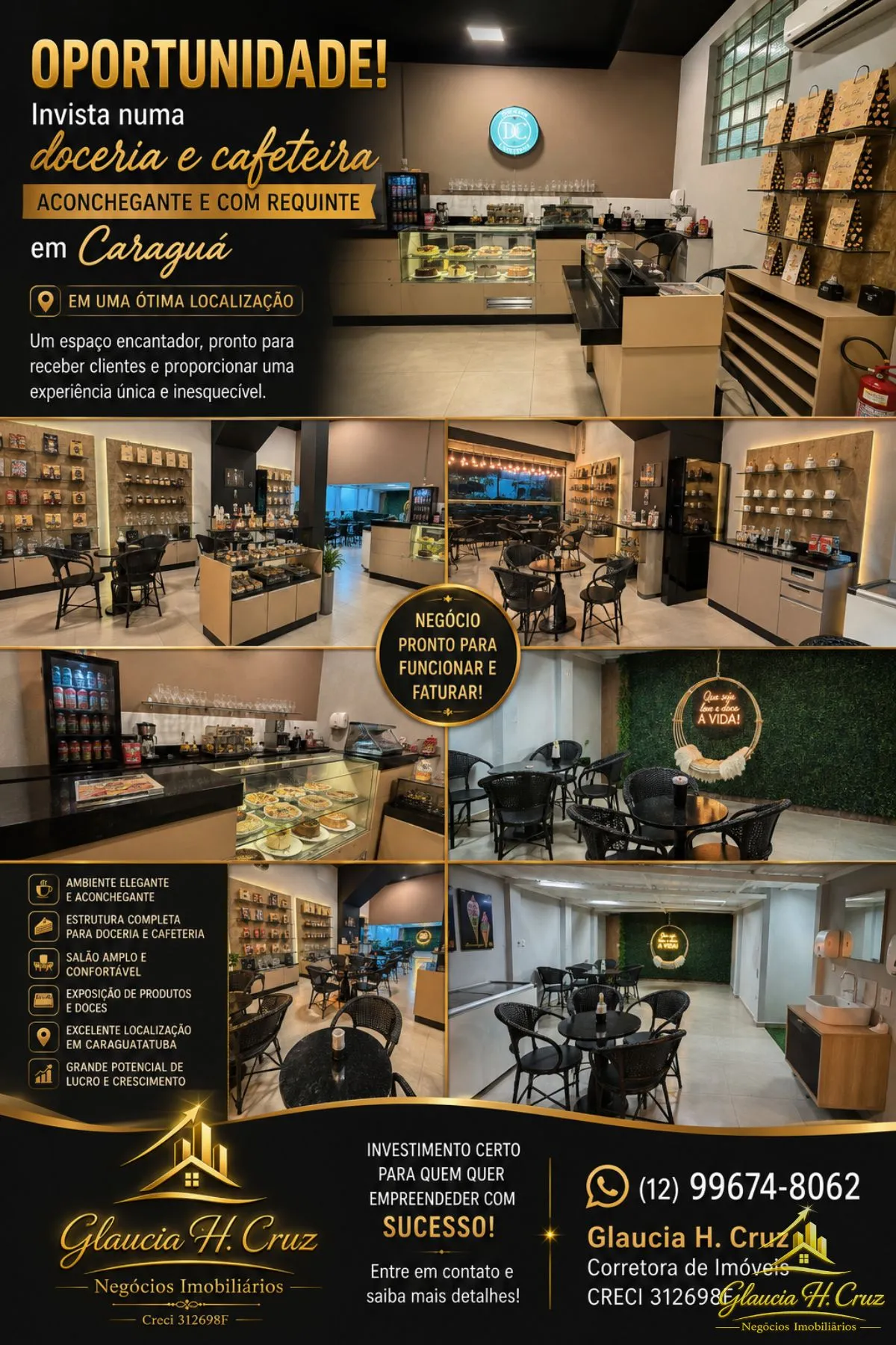 Oportunidade de negócio! Ponto comercial cafeteria e doceria completa!