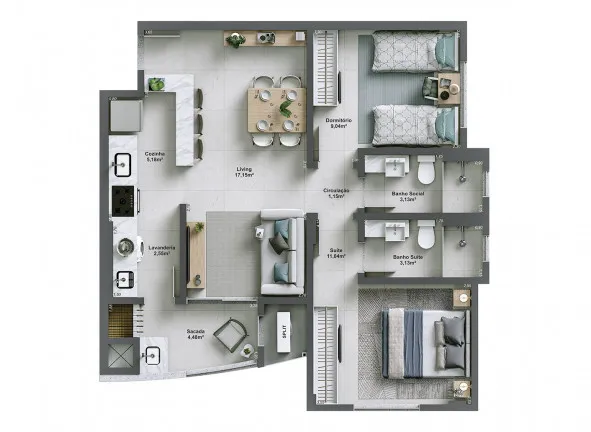 Imagem Apartamento com 3 Quartos à Venda, 86 m²em Centro - Içara