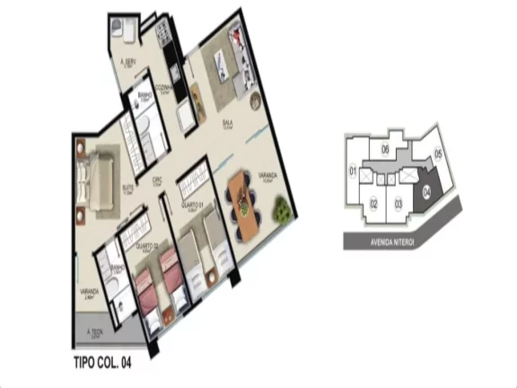 Imagem Apartamento com com 3 quartos e 2 suítes financiamento próprio no Edifico Art Life a venda na praia da cerca