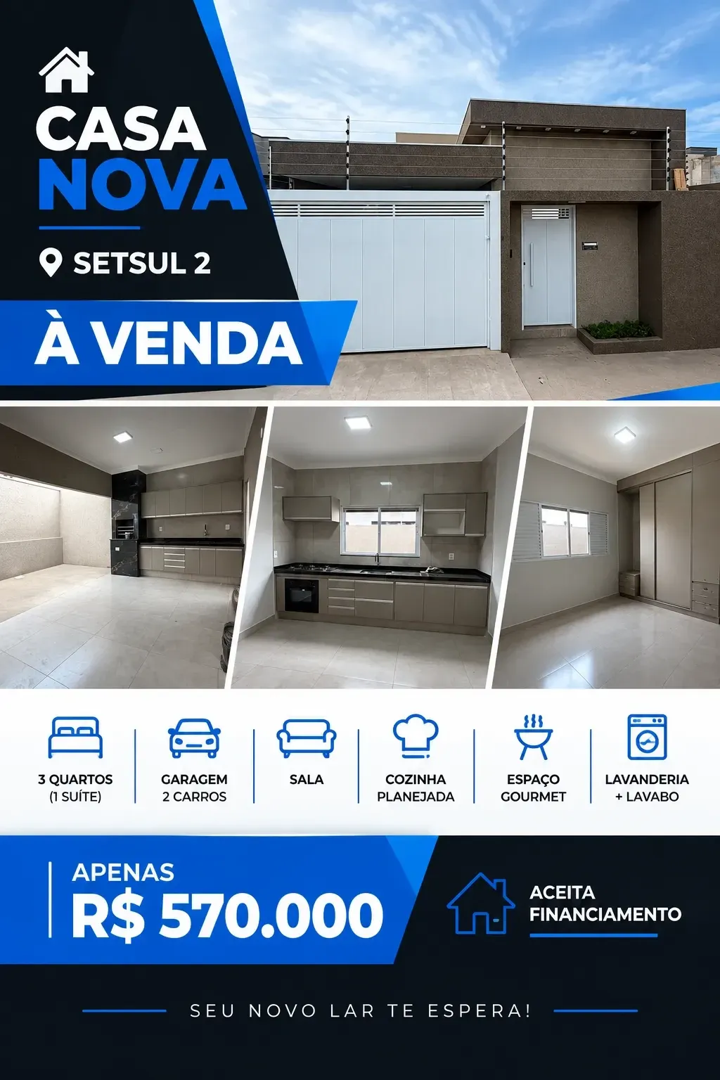 Imagem Casa com 3 Quartos à Venda, 120 m² em Residencial Setsul II - São José do Rio Preto
