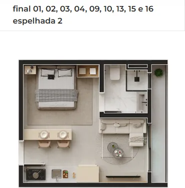 Imagem Loft para Venda em São José dos Pinhais, Centro, 1 dormitório, 1 suíte, 1 banheiro