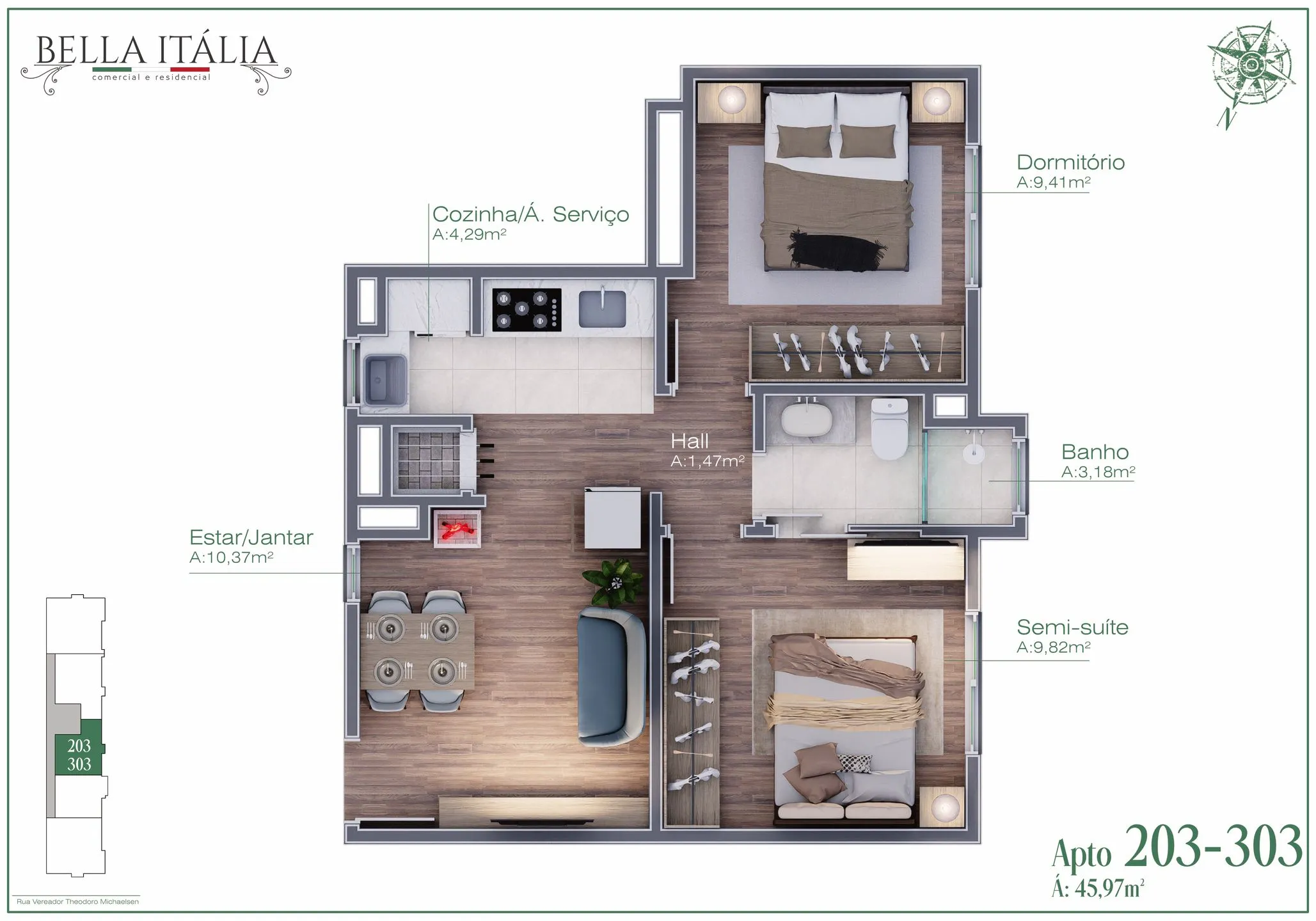 Imagem Apartamento à venda em Gramado, Moura, com 1 quarto, 61.14m2
