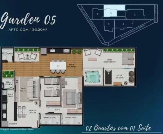 Imagem Residencial Solar da Praia é um lançamento que está em fase de construção frente para o mar e contará com apartamentos de 2 ou 3 quartos