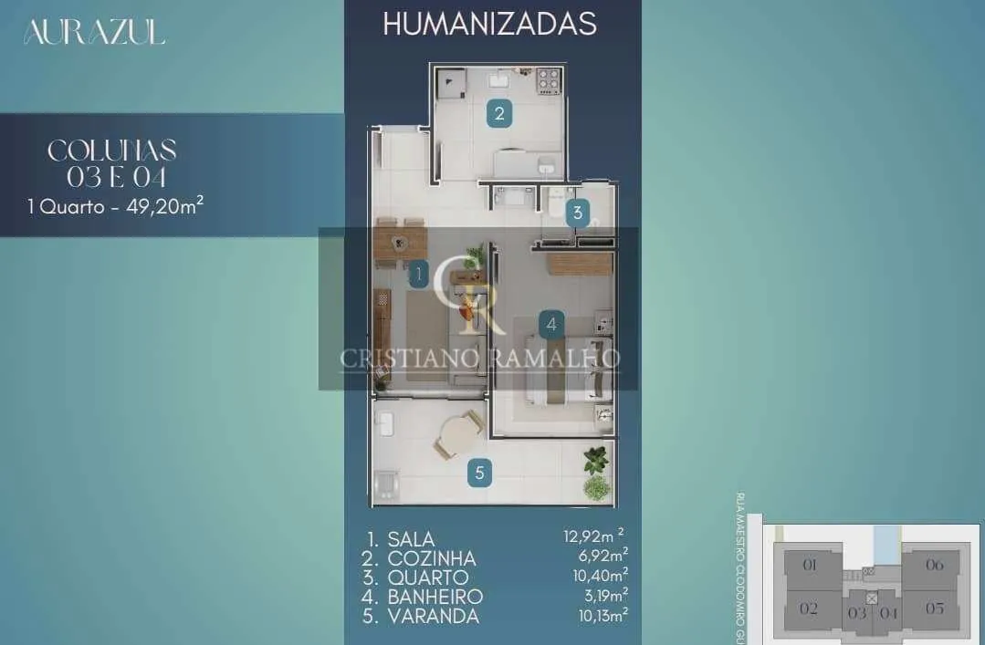 Imagem Apartamento à venda, em Cabo Frio, Passagem, com 1 quarto, 49,20m2