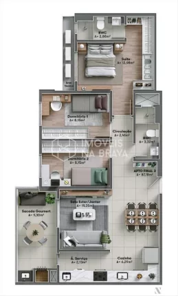 Imagem APARTAMENTO 3 QUARTOS A VENDA - VILA OPERARIA - ITAJAI/SC