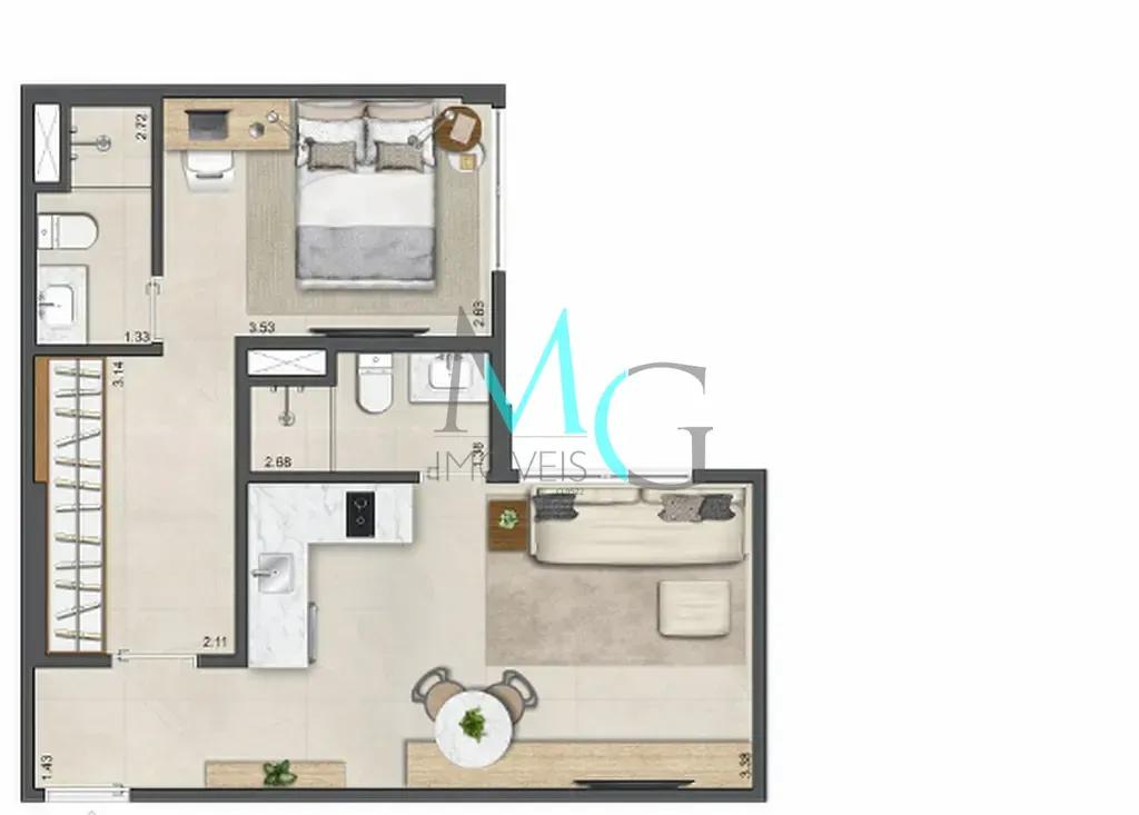 Imagem Apartamento à venda 2 Quartos 2 Suites 77.55M² Leblon Rio de Janeiro - RJ | Guilhem Mozak - Residencial