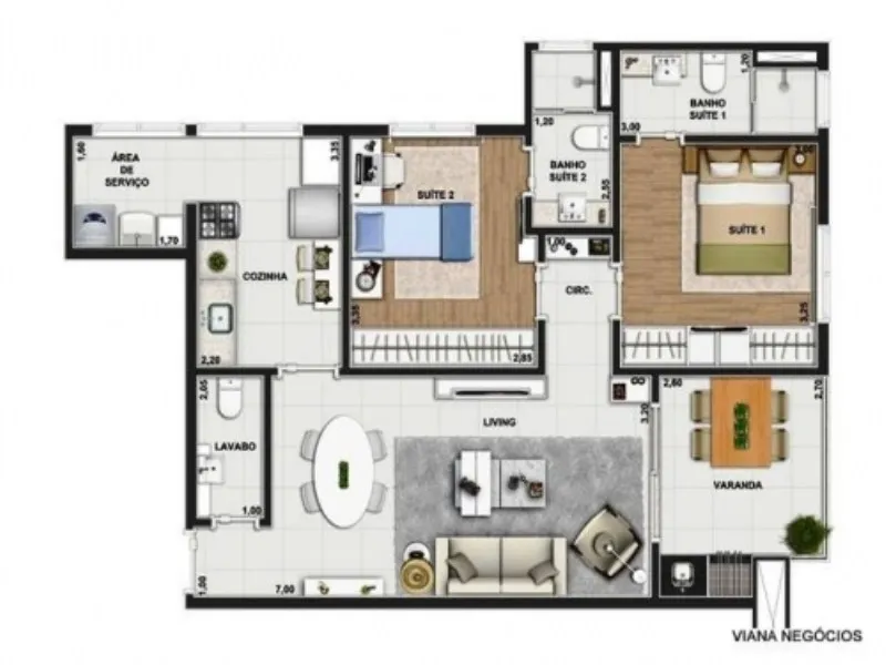 Imagem Apartamento para locação no bairro Campestre em Santo André-SP: 2 quartos, 1 suíte, 2 banheiros, 2 vagas - Condomínio Happiness PATRIANI.