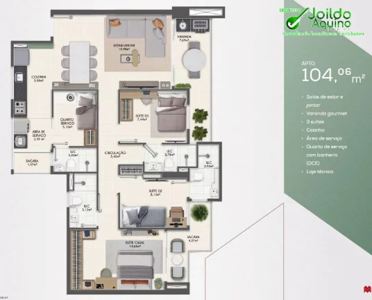 Imagem Apartamento 3 suítes, lazer e no Bairro de Fátima de uma das melhores cons