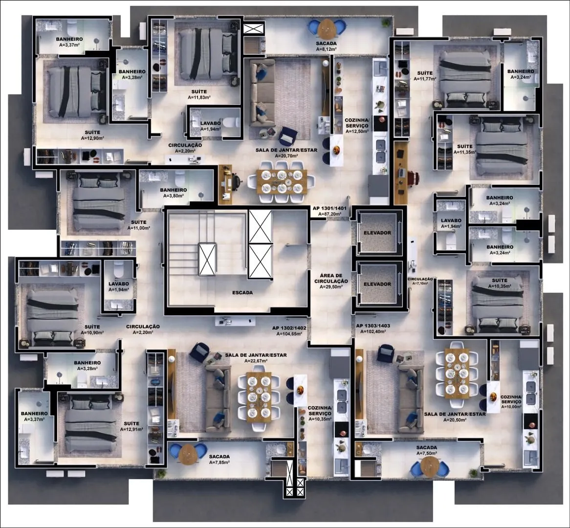 Imagem Apartamento amplo, novo, à Venda na Cidade Pedra Branca - Palhoça/SC