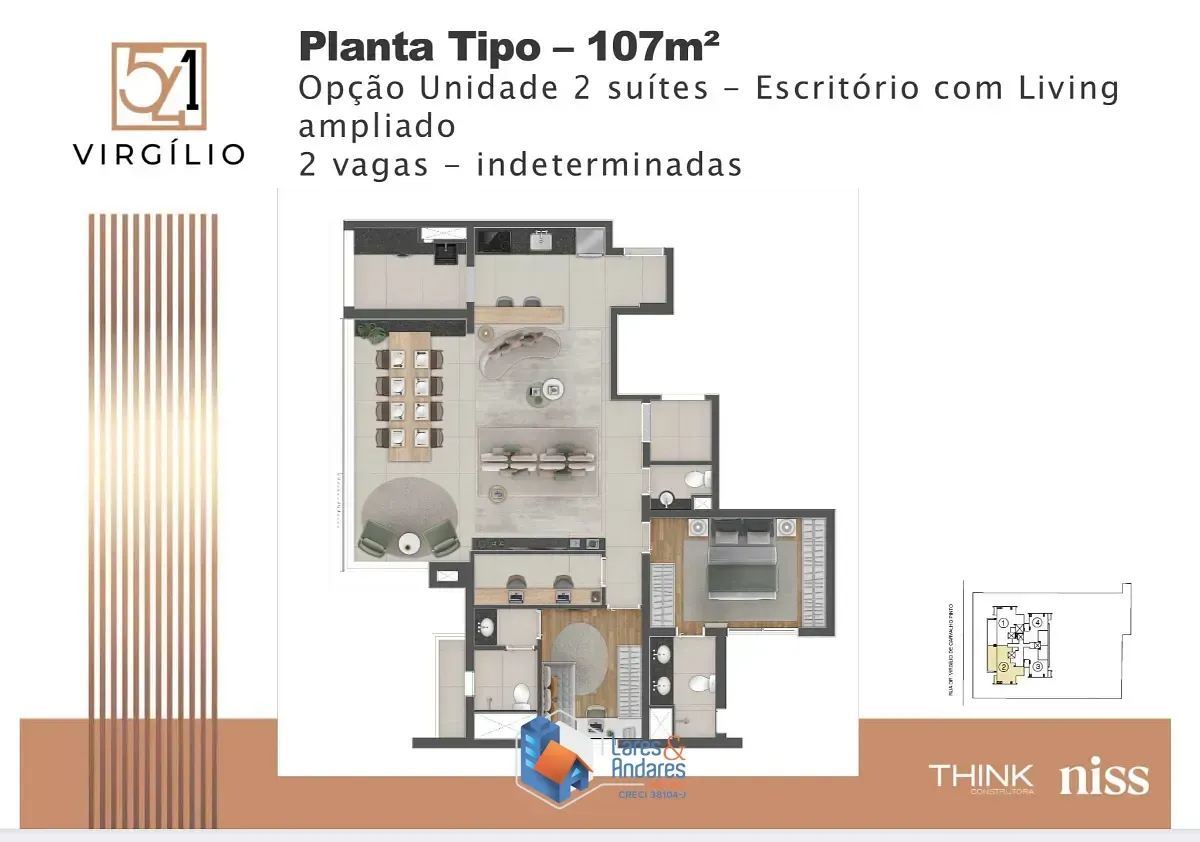 Imagem Apartamento para venda em Pinheiros com 3 quartos, sendo 2 suítes, 107m²