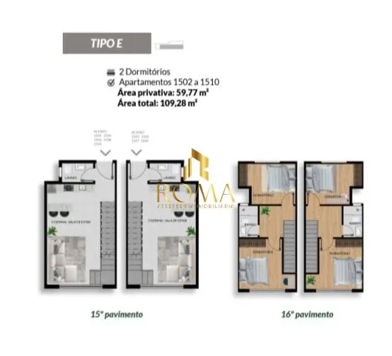 Imagem Residencial Duque 17CINCO5 com unidades studios, apartamentos e duplex na planta