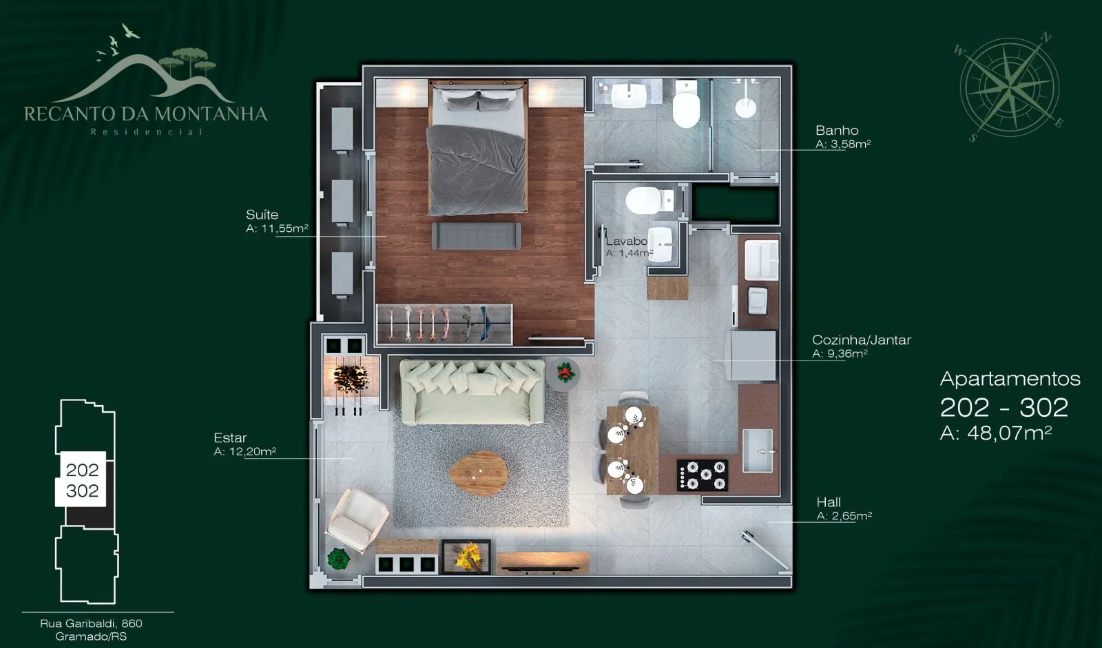 Imagem Apartamento à venda em Gramado, Centro, com 2 quartos, 94.05m2
