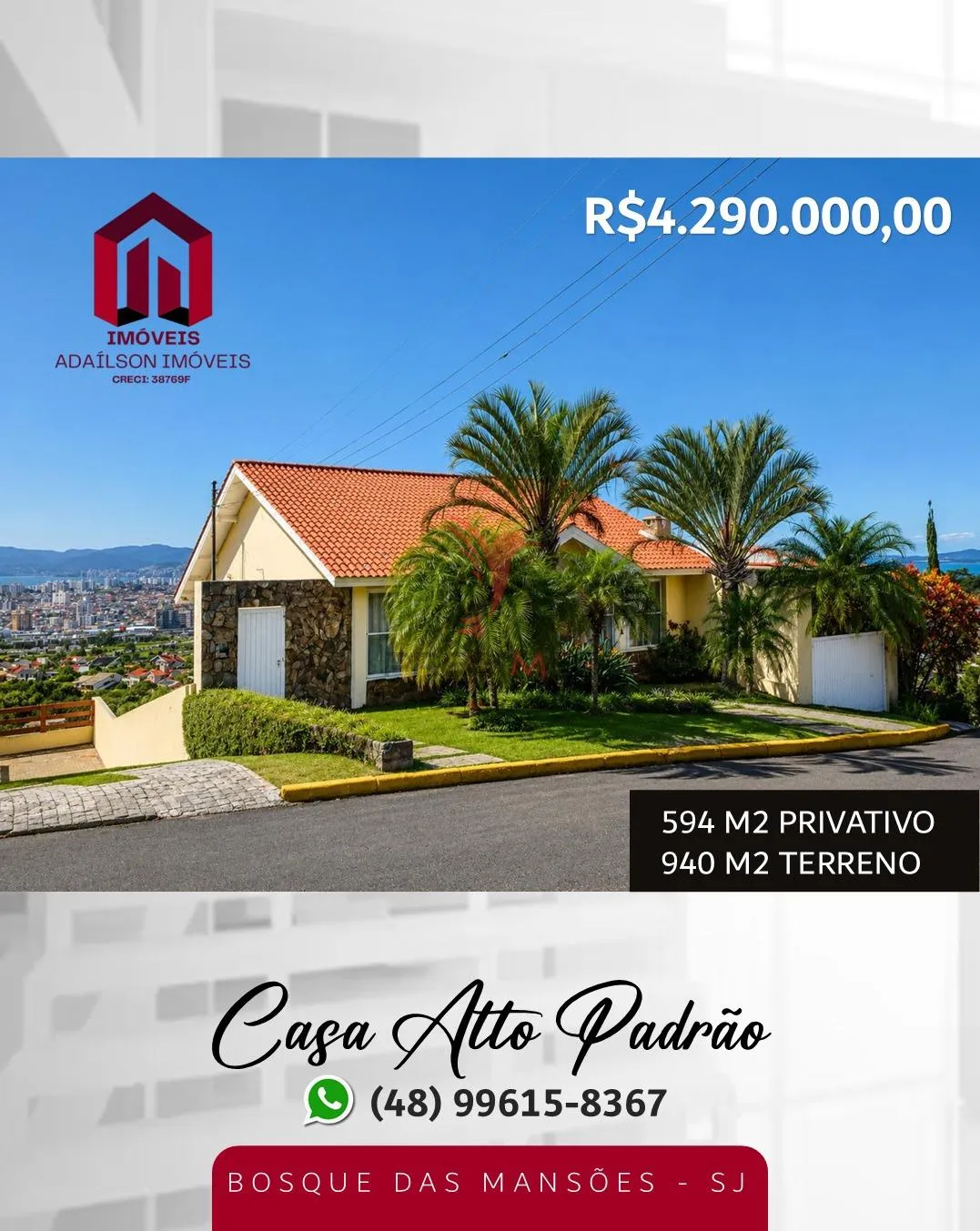 Imagem Casa Alto Padrão| Bosque das Mansões Em São Jose SC BRASIL á 15 minutos de Florianópolis