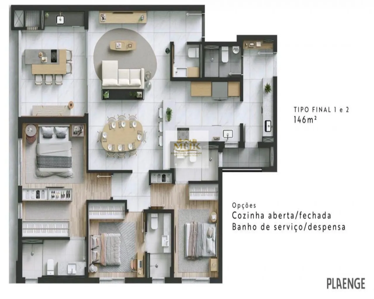 Imagem PLAENGE Paseo Folloni - Vista MON Apartamento com 3 quartos de 146 m² no Ahú a Venda