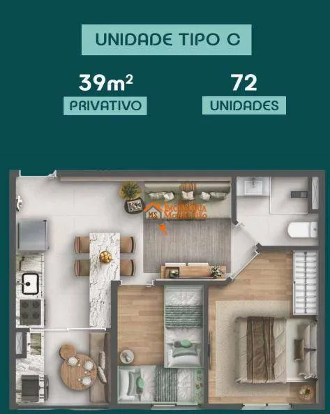 Imagem Apartamento com 1 dormitório à venda, 39 m² por R$ 376.827,97 - Vila Endres - Guarulhos/SP