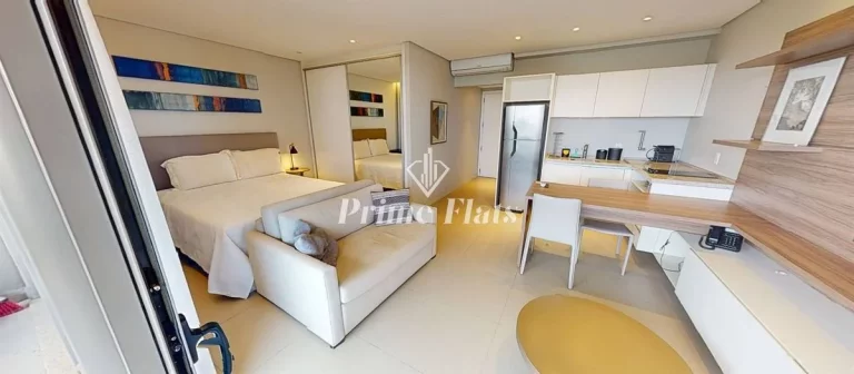 Imagem Flat disponível para locação no VHouse por JFL Living, com 44m², 1 dormitório, e 1 vaga de garagem