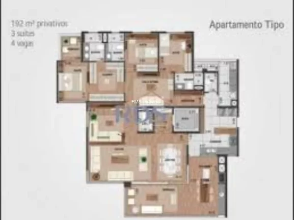 Imagem APARTAMENTO 192m² - 3 SUITES - 4 VAGAS - CAMPO BELO