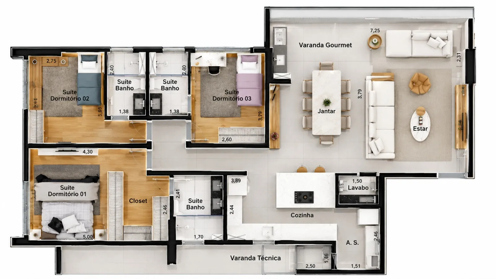 Imagem Apartamento de Alto Padrão com 3 Suítes, 128 m² e 3 Vagas | Alameda JK