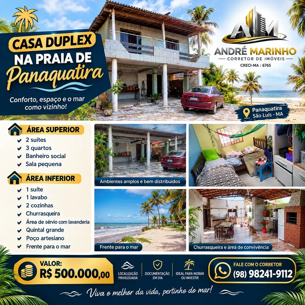 Casa com 3 Quartos à Venda, 250 m² em Itapary, São José de Ribamar - MA