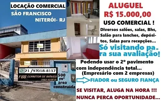 Foto do imóvel Imóvel Comercial para Alugar, 500 m² em São Francisco, Niterói - RJ