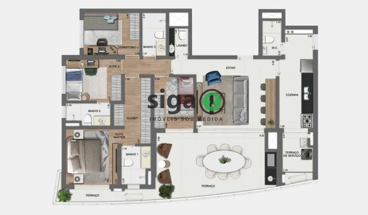 Imagem Apartamento com 142m² com 4 Dormitórios, 2 Suíte e 2 Vagas - Ícone Luxo Assinado por Carlos Ott