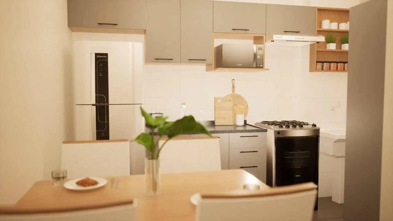 Imagem Apartamento 2 Quartos à Venda no Mutondo | 45,95m² | Varanda | Vaga | São Gonçalo/RJ.