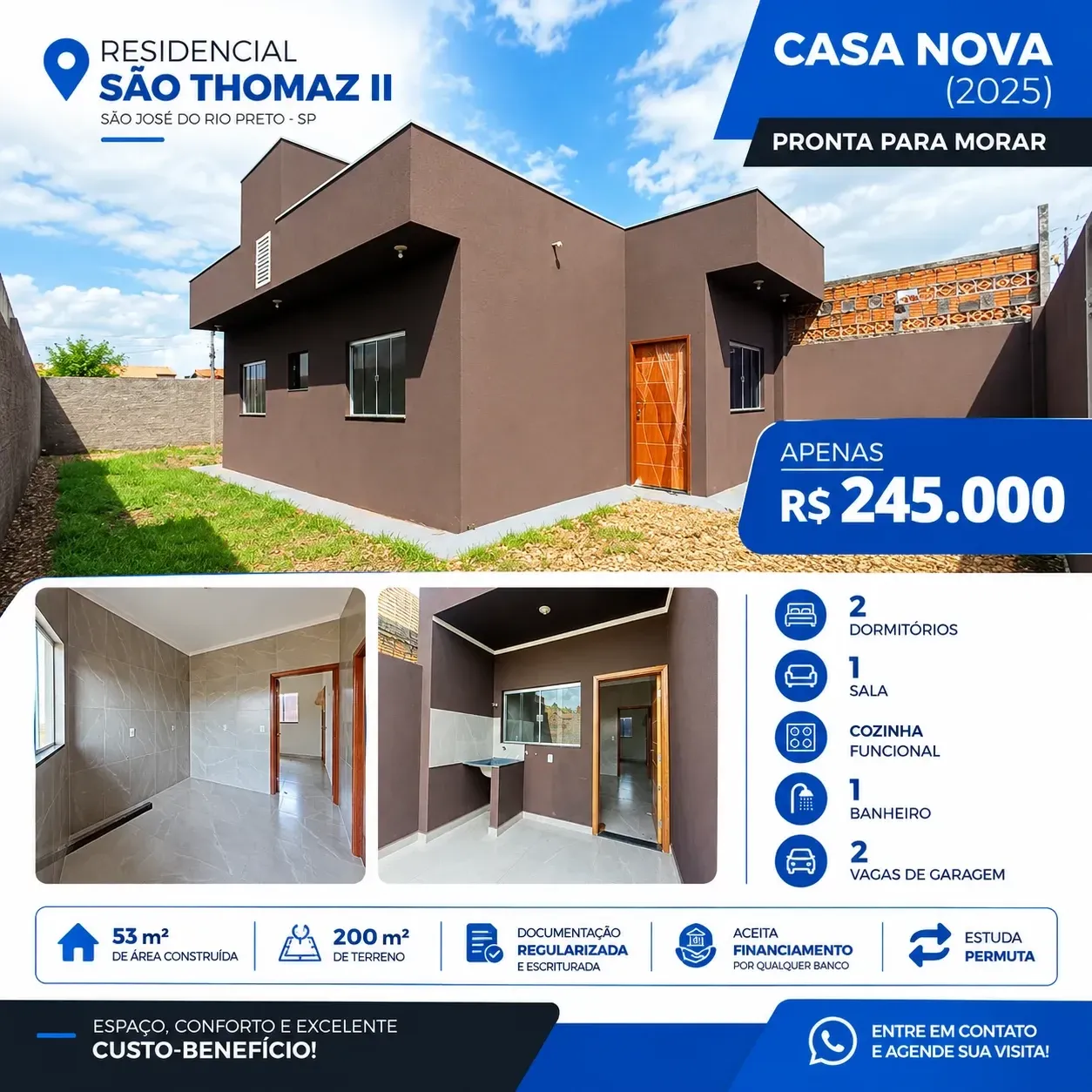 Foto do imóvel Casa com 2 Quartos à Venda, 53 m² em Residencial São Thomaz II, São José do Rio Preto - SP