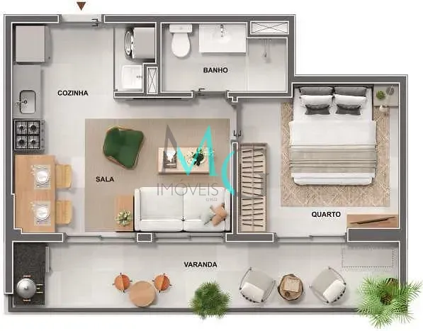 Imagem Studio à venda 1 Quarto 35.66M² Centro Rio de Janeiro - RJ