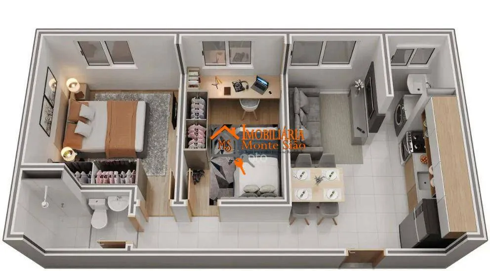 Imagem Apartamento com 2 dormitórios à venda, 42 m² por R$ 262.000,00 - Vila Nova Bonsucesso - Guarulhos/SP